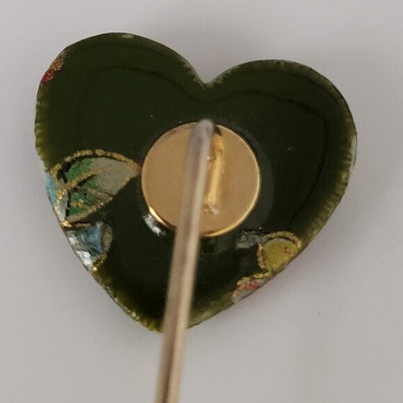 Vintage Heart Cloisonne' Enamel Hat Lapel Pin - Picture 6 of 8